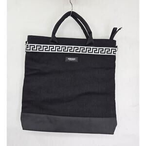 Versace Fragrances Black Canvas Bag Travel Handbag Overnight Shoulder Tote New